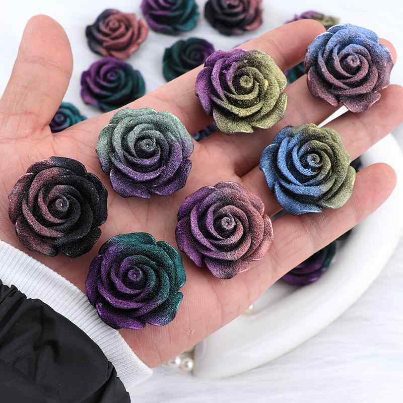 Rakuten - デコパーツ ハンドメイド ローズ 薔薇 樹脂パーツ クラフト 手芸 DIY アクセサリーパーツ スマホケース ヘアピン ブローチ ぷっくり グラデーション かわいい 資材 10個セット