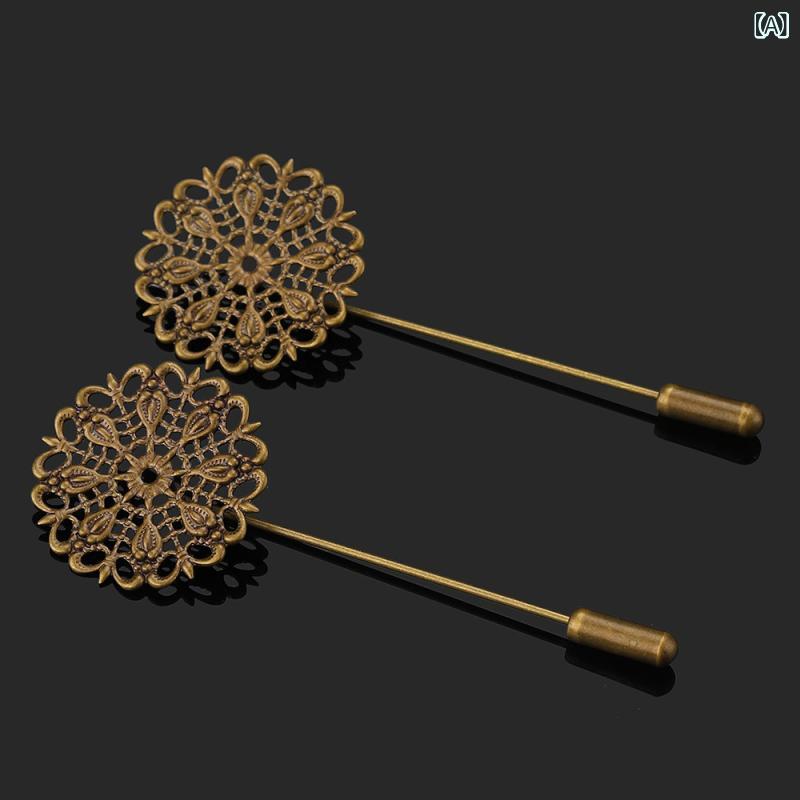 ブローチ レディース DIY アクセサリー パーツ コサージュピン 土台 孔雀 羽 花 植物 モチーフ 手芸 電気メッキ加工 ハンドメイド