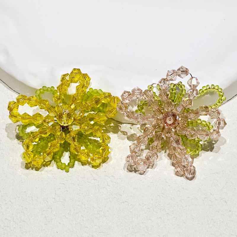 乐天商城 - ヘアアクセサリー レディース DIY パーツ 手芸 ビーズ ひまわり クリスタル カラフル 2個 セット ハンドメイド 材料 帽子 アレンジ シューズチャーム かわいい