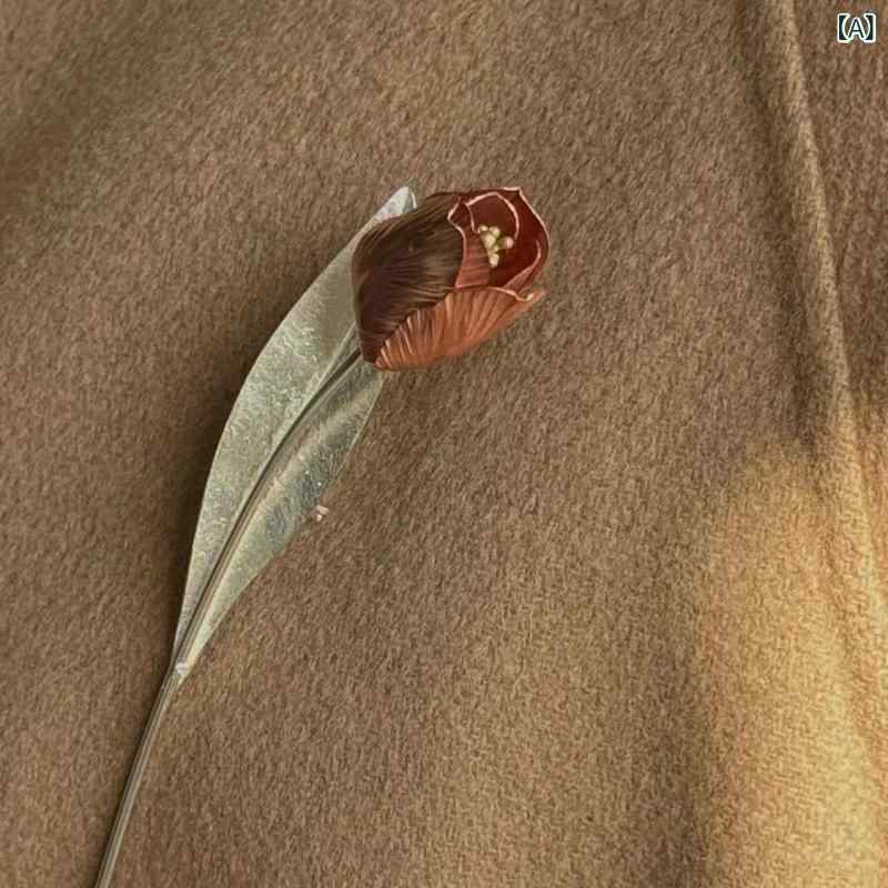 ブローチ レディース チューリップ モチーフ 花 レトロ 上品 エレガント シンプル ...