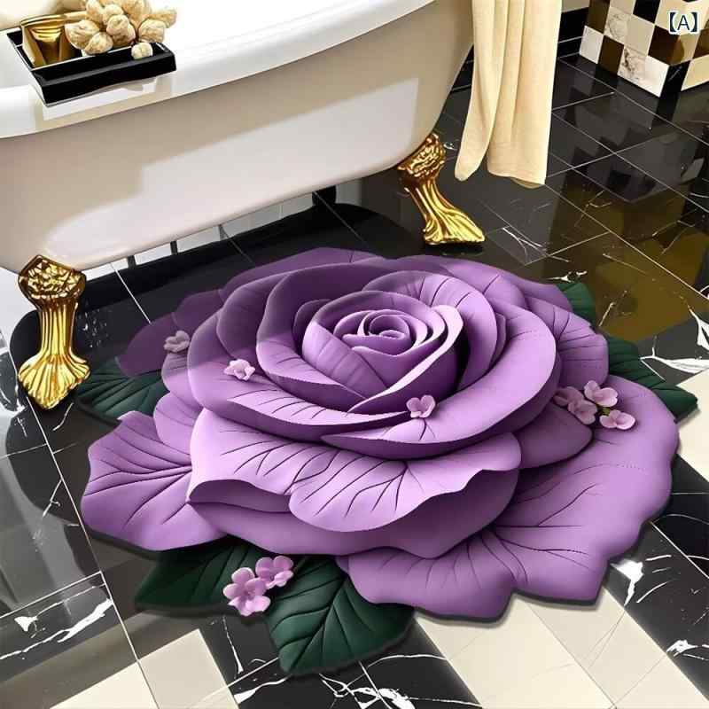 バスマット 吸水 速乾 珪藻土マット 浴室 お風呂マット 玄関マット 3D 立体 北欧調 花柄 フラワー 洗える 滑り止め おしゃれ [2]