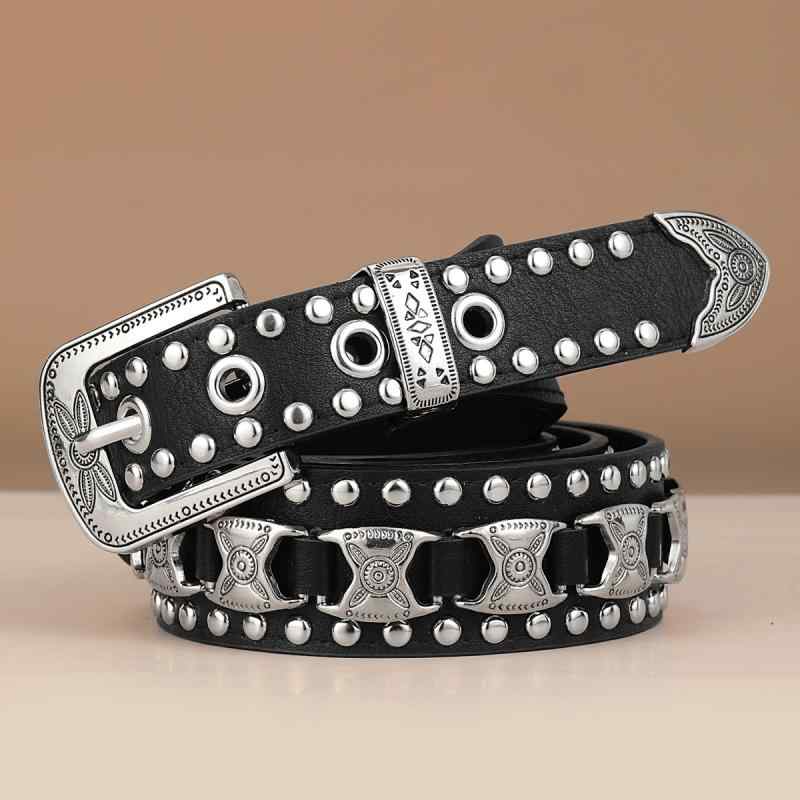 ・素材: PUレザー・バックル素材: 合金・留め具: ピンバックル・カラー: ブラック・幅: 約2-4cm・長さ: 105cm・スタイル: パンク・スタイル分類: 個性的・加工: アンティーク調