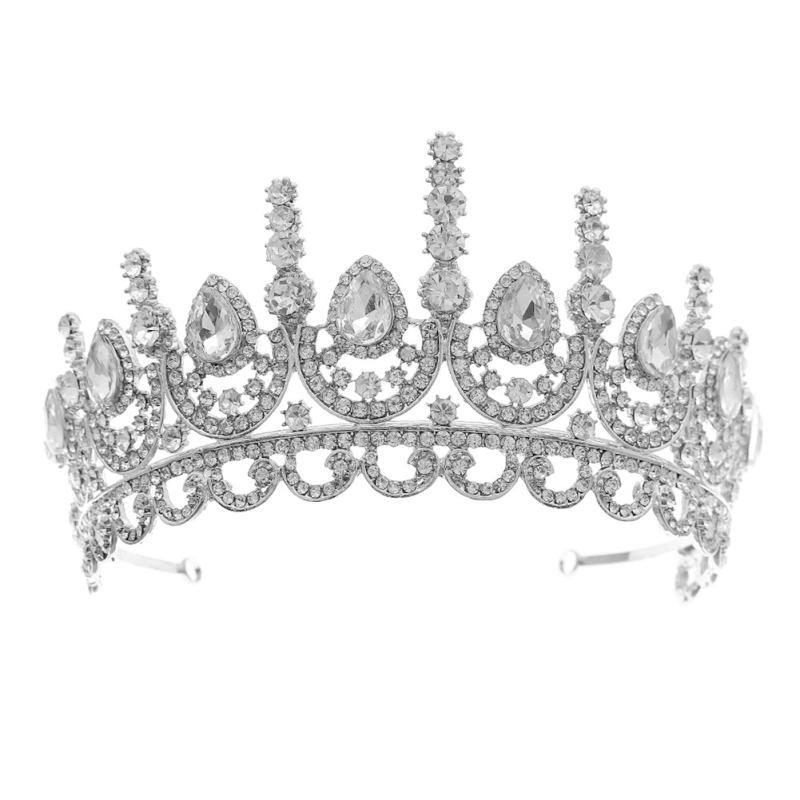 ティアラ レディース ヘアアクセサリー クラウン 髪飾り ウェディング 結婚式 ブライダル 花嫁 誕生日 パーティー 上品 キラキラ ジルコニア クリスタル ヘッドドレス 豪華 シルバー プリンセス 写真撮影 フォーマル
