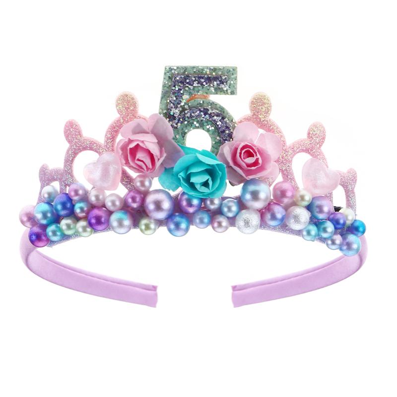 カチューシャ キッズ 女の子 髪飾り 皇冠 クラウン パール グラデーション フラワー 花飾り ヘアアクセサリー プリンセス 発表会 お誕生日 パーティー コスプレ ドレスアップ カラフル