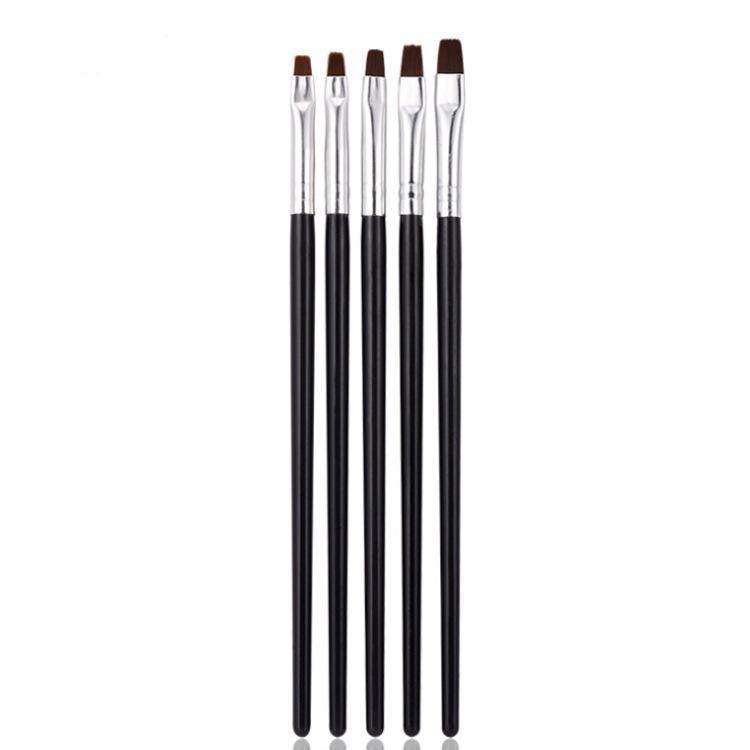 ネイルブラシ ネイルアート笔 セット 平筆 5本セット キャップなし 筆ブラシ ジェルネイル ネイルブラシセット セルフネイル プロ用 初心者向け ネイルツール
