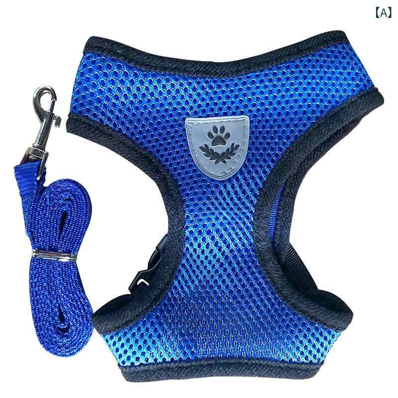 ハーネス ペット用 猫用 小型犬 胴輪 リード付き 犬 ベスト 首輪 軽量 通気性 メッ...