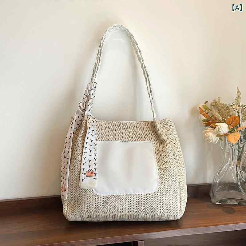 ・カラー展開: ベージュ、カーキ、グリーン・スタイル: ミックス・主な素材: PU+編み込み・種類: トートバッグ・バッグサイズ: 大・装飾: ステッチ・裏地: ナイロン・形状: 横長四角・開閉: ジッパー・内部構造: ジッパー暗袋・硬さ: ソフト・ポケット: 内貼袋・肩紐: 1本・使用シーン: 日常