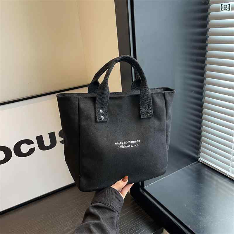 bloomelierのトートバッグ レディース ファスナー付き キャンバス 帆布 ランチバッグ ミニトート 大容量 マザーズバッグ 軽量 通勤 通学 カジュアル シンプル お弁当袋｜アングル2