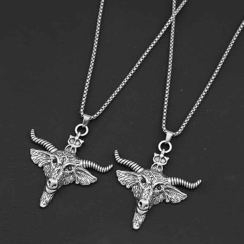 ネックレス メンズ チタン鋼 羊頭 ペンダント ヒップホップ パンク 個性的 アクセサリー ロングチェーン 電気メッキ加工 動物モチーフ ロック ストリート系 カジュアル
