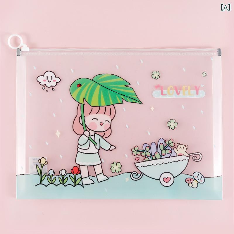 ファイルケース A4 ファスナー付き かわいい キャラクター 半透明 プラスチック 持...
