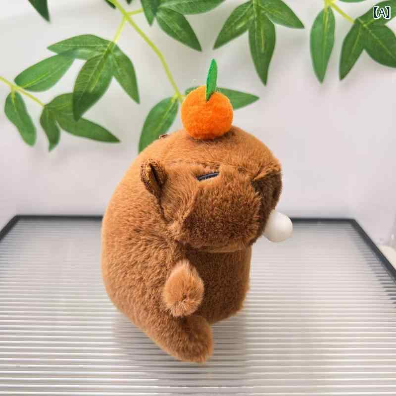 キーホルダー カピバラ ぬいぐるみ マスコット 音が出る 泡を吹く かわいい チャーム バッグチャーム プレゼント
