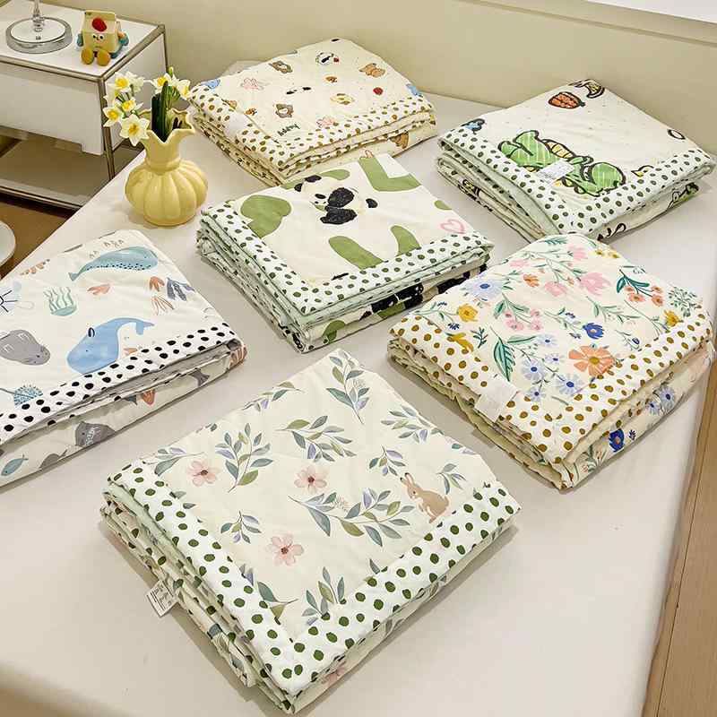 Rakuten - 夏涼み肌掛け布団 キッズ 子供 接触冷感 洗える 軽量 かわいい パンダ 恐竜 ウサギ キャラクター コットン製 肌布団 キルトケット