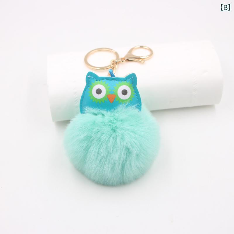 キーホルダー レディース かわいい フクロウ ぬいぐるみ ポンポン チャーム バッグ...