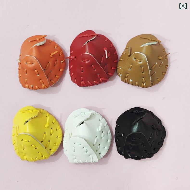 キーホルダー バッグチャーム リアル レザー 野球 グローブ バット 3点 セット ミニチュア レトロ かわいい