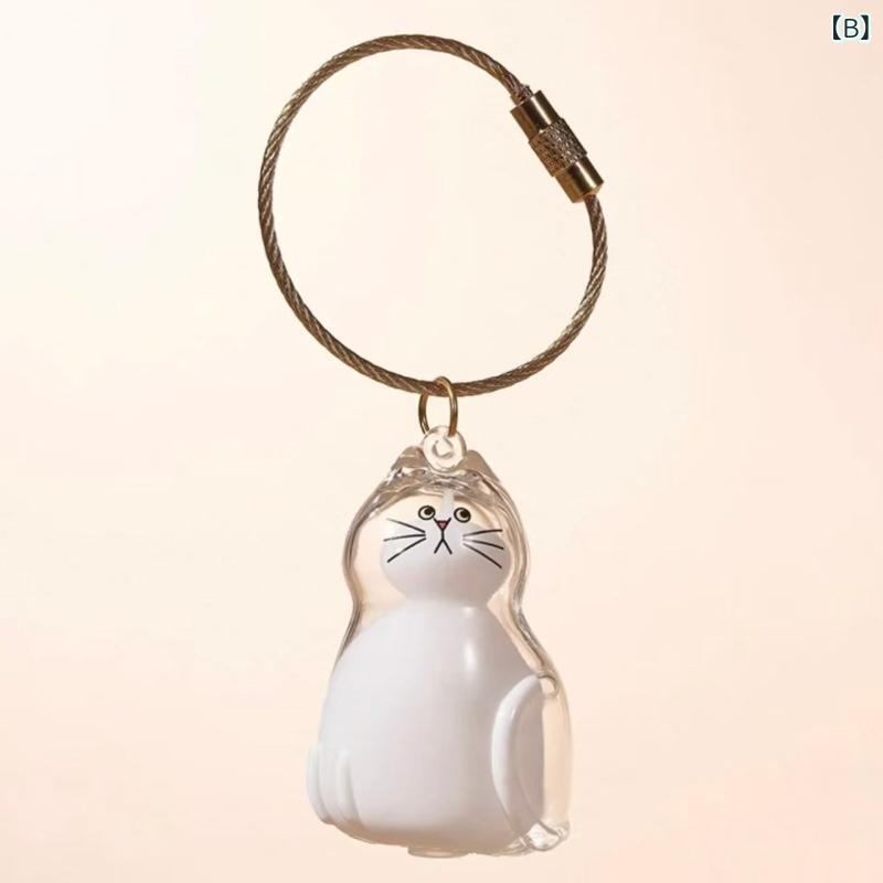 bloomelierのキーホルダー 猫 クリアケース ファーチャーム ペット遺毛収納 遺髪入れ 記念品 キーリング バックチャーム 紛失防止 鍵ホルダー かわいい おしゃれ 現代シンプル｜アングル2