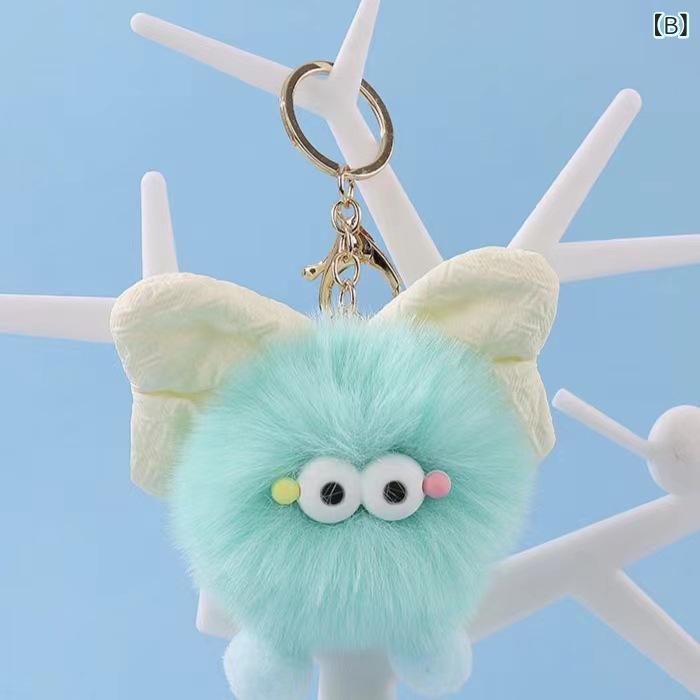 bloomelierのキーホルダー ぬいぐるみ バッグチャーム もこもこ リボン 飾り かわいい ふわふわ マスコット 通学｜アングル3
