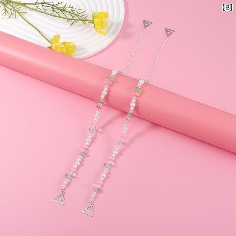 bloomelierのブラストラップ レディース インナーアクセサリー フェイクパール チューリップ バックシャン 調整可能 肩紐 替えストラップ ドレス 浴衣 高級感｜アングル3