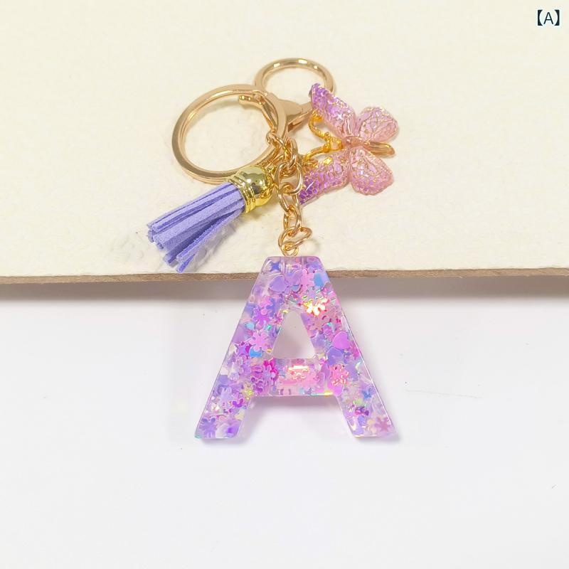 キーホルダー レディース 紫 ハート 雪の結晶 ラメ 樹脂 イニシャル アルファベット バッグチャーム 通学 小物 雑貨 アクセサリー パープル かわいい おしゃれ