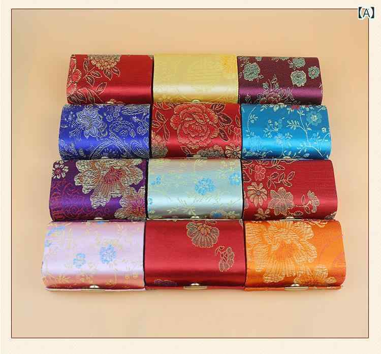 収納ボックス レディース チャイナドレス風 織物 刺繍 口紅ケース リップケース 鏡付き ジュエリーボックス 小物入れ 和風 アジアン雑貨 コンパクト bloomelier-10384648 bloomelier サンプル画像2