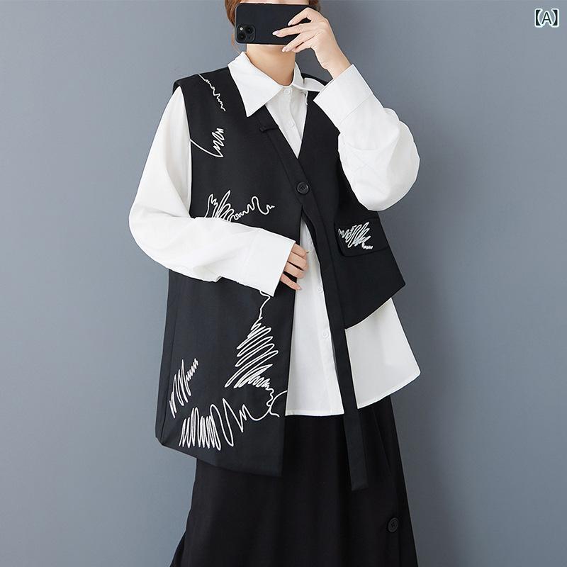 Las mejores damas Primavera Otoño Negro V-neck irregular personalidad Pantalón intermitente estética decoración relajante trabajo elegante casual penacho — vista 2
