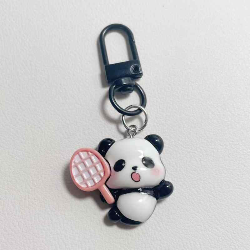 キーホルダー レディース パンダ 運動会 モチーフ かわいい 樹脂 スポーツ キーリング バッグチャーム 通学 リュック 飾り 小物 アクセサリー プレゼント