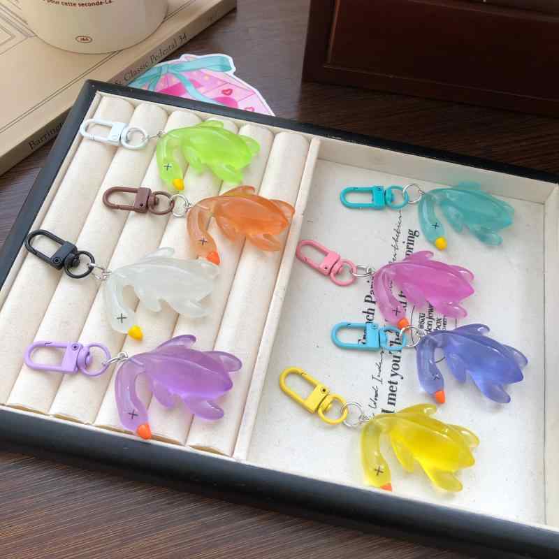 キーホルダー 学生 通学 リュック ランドセル アクセサリー バッグチャーム 夜光 蓄光 暗闇で光る アヒル かわいい 車 鍵 キーリング 小物 雑貨 プレゼント プチギフト