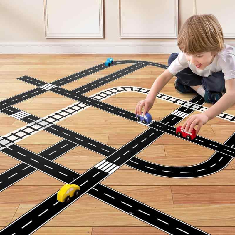 マスキングテープ キッズ 道路 線路 プレイテープ 交通 DIY 和紙テープ 知育玩具 ...