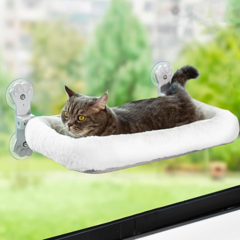 猫用吊床 ペットベッド 吸盤 猫 ハンモック 折りたたみ 洗える キャットウォーク ...