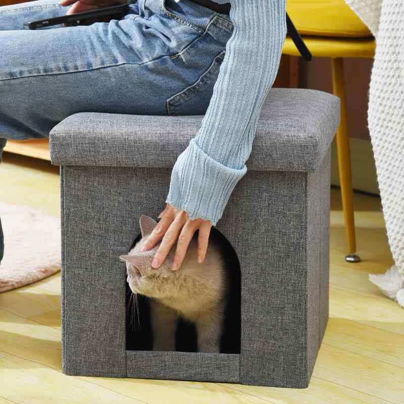 猫ちぐら 猫ベッド キャットハウス 折りたたみ 2段 二階建て 四季通用 撥水 おしゃ...