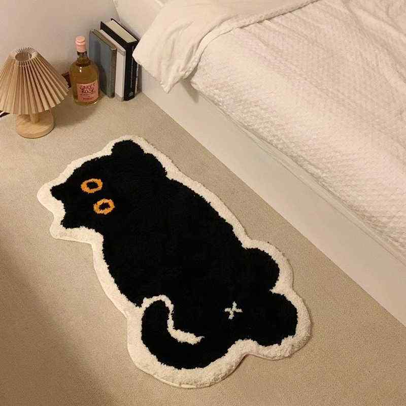 ラグマットレディースキッズ猫柄フェ...