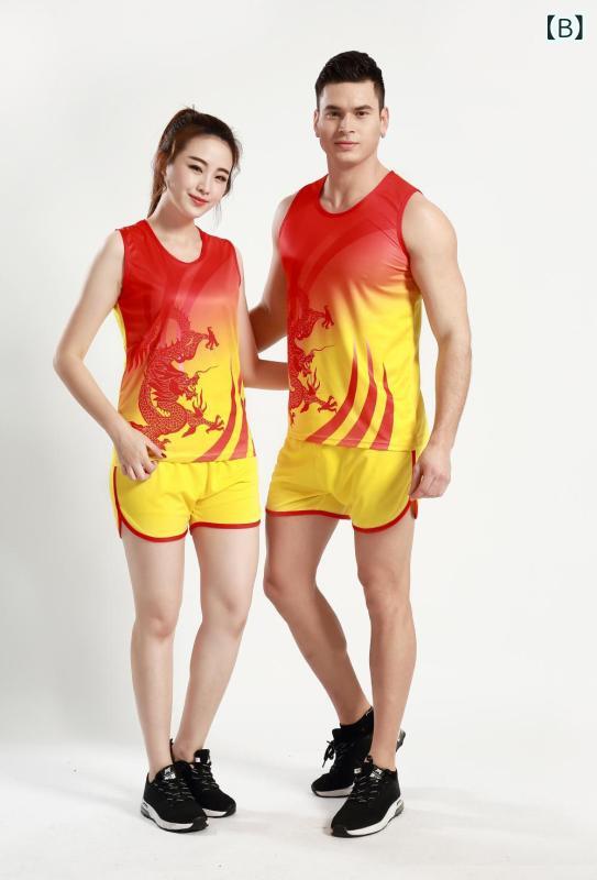 bloomelierのランニングウェア 男女兼用 陸上競技 トレーニングウェア タンクトップ ハーフパンツ スポーツウェア マラソン 軽量 吸汗速乾 セットアップ｜アングル2