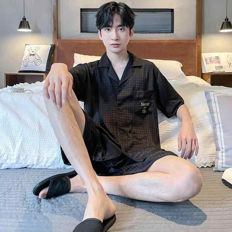 パジャマ メンズ ルームウェア 接触冷感 シルク調 半袖 半ズボン 薄手 大きいサイズ 部屋着 寝間着 セットアップ