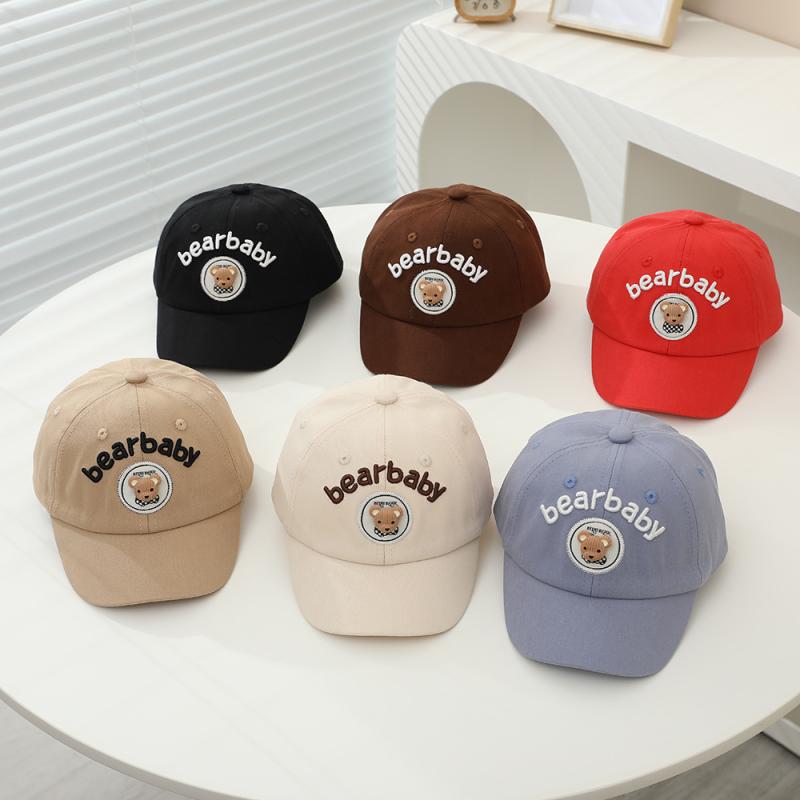 野球帽 キッズ 春夏 男の子 帽子 クマ 刺繍 短めつば キャップ 日よけ 紫外線対策 ...