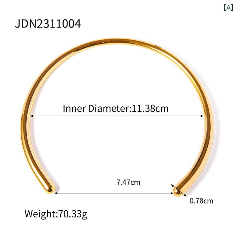 bloomelierのネックレス レディース サージカルステンレス メッキ加工 チョーカー 光沢 ラウンド 幾何学 シンプル カジュアル トレンド アクセサリー｜アングル2