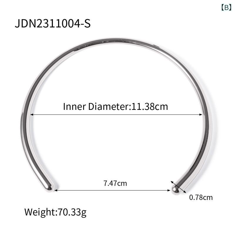 bloomelierのネックレス レディース サージカルステンレス メッキ加工 チョーカー 光沢 ラウンド 幾何学 シンプル カジュアル トレンド アクセサリー｜アングル3