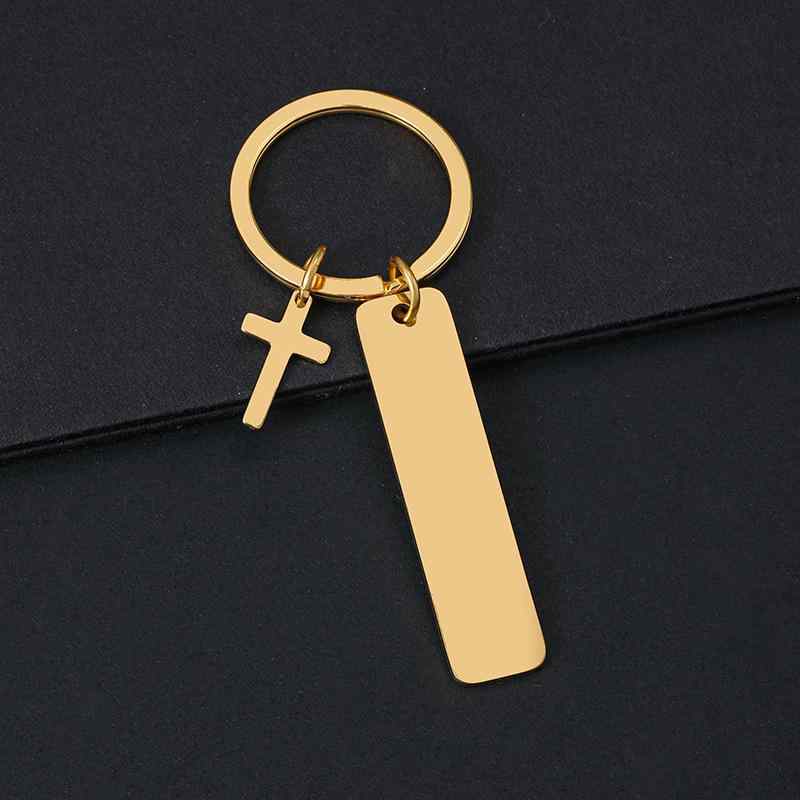 キーホルダー メンズ レディース 十字架 クロス ドッグタグ メタルプレート 金属製...