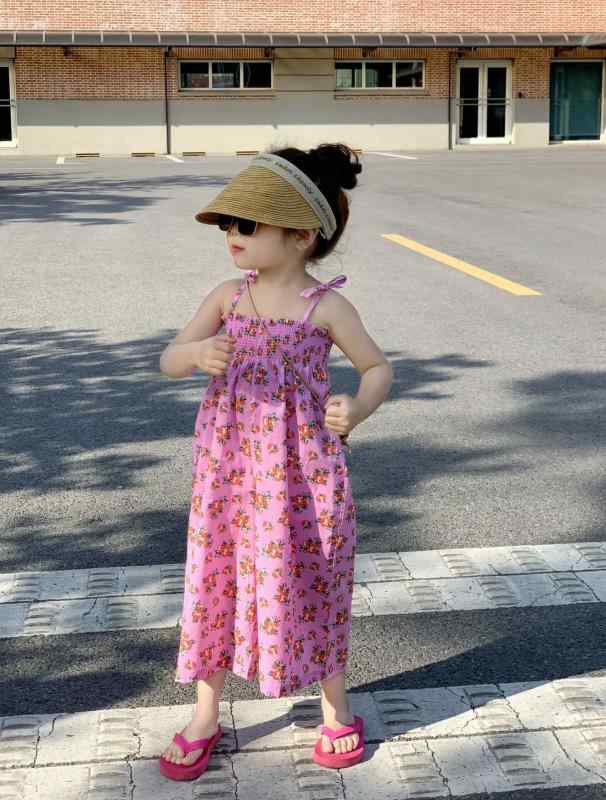 サロペット 女の子 キッズ 夏 涼しい コットン 柔らかい 花柄 ノースリーブ オーバーオール キャミソール ロンパース リボン かわいい 通園 通学 韓国風 おしゃれ