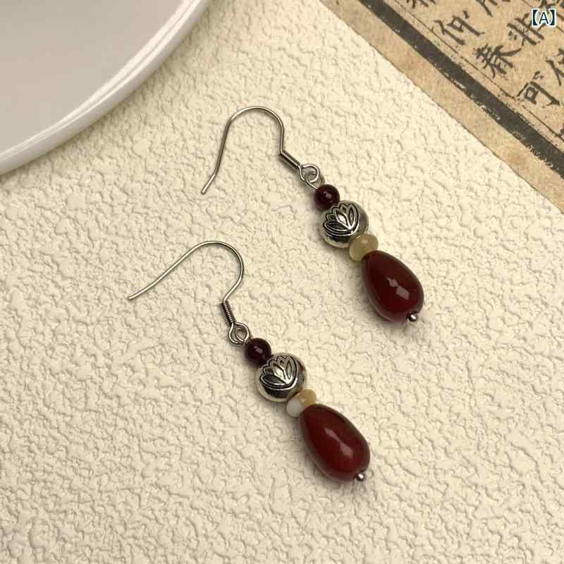 bloomelierの耳飾り レディース 新中華風 レトロ 水滴 タッセル ピアス 高級感 軽量 揺れる アジアン エスニック ゴールド シルバー｜アングル2