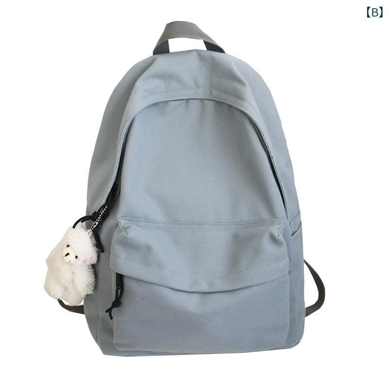 bloomelierのリュックサック レディース 通学 大容量 キャンバス 帆布 軽量 撥水 A4 カジュアル バックパック シンプル 無地 通勤 旅行｜アングル3