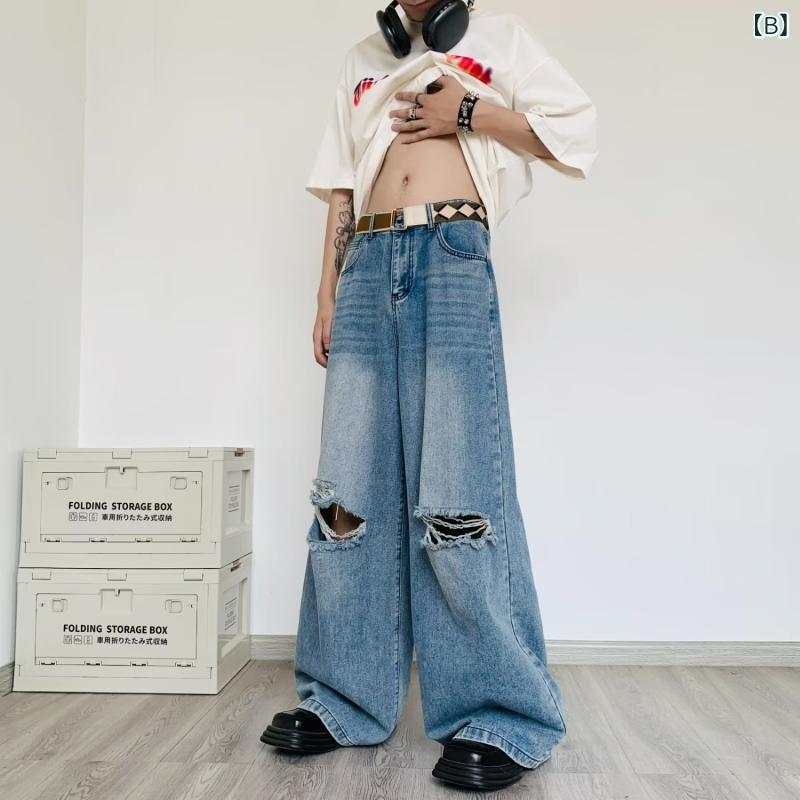 カジュアルスーツ メンズ 半袖 デニムシャツ デニムパンツ ダメージジーンズ レトロ ストリート ヴィンテージ風 普段着 スポーツ 夏 ポリエステル混紡 bloomelier-10436756 bloomelier サンプル画像2