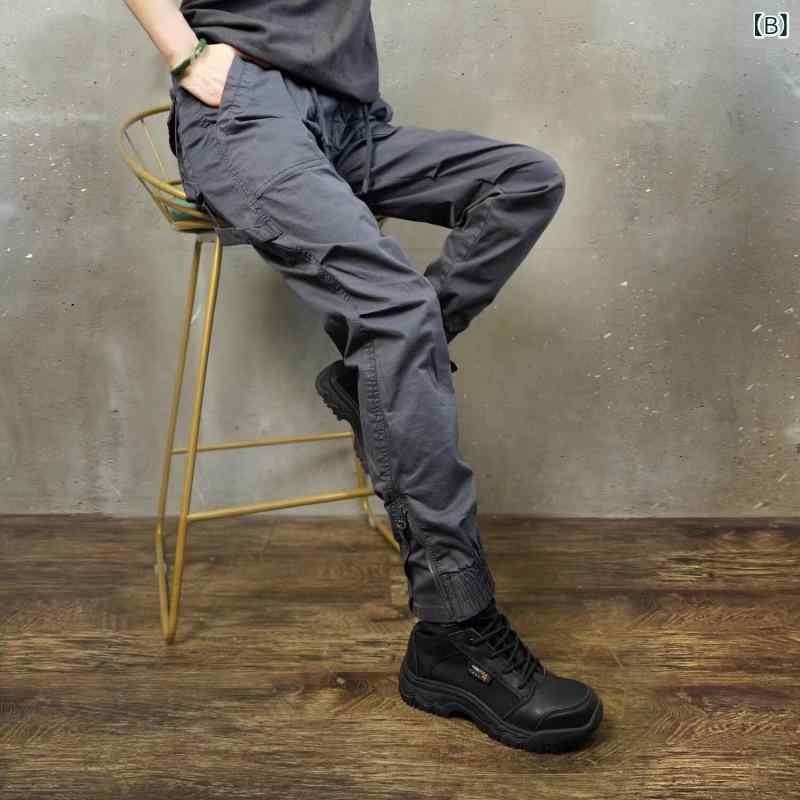 bloomelierのカジュアルパンツ メンズ 春秋冬 ワークパンツ ジョガーパンツ カーゴパンツ ゆったり テーパードパンツ ウエストゴム 調整可能 無地 コットン混 耐磨 洗える おしゃれ ボトムス｜アングル3