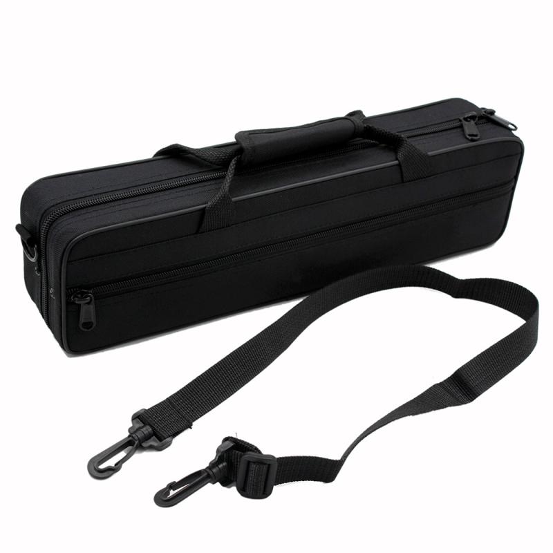 Flute Case Cover for Women and Men, Water-Repellent, Lightweight, Made of Cotton Fabric, for 16-Hole Flutes, Shoulder Strap, Crossbody, Flute Storage Case, Musical Instrument Accessory, Portable, Black