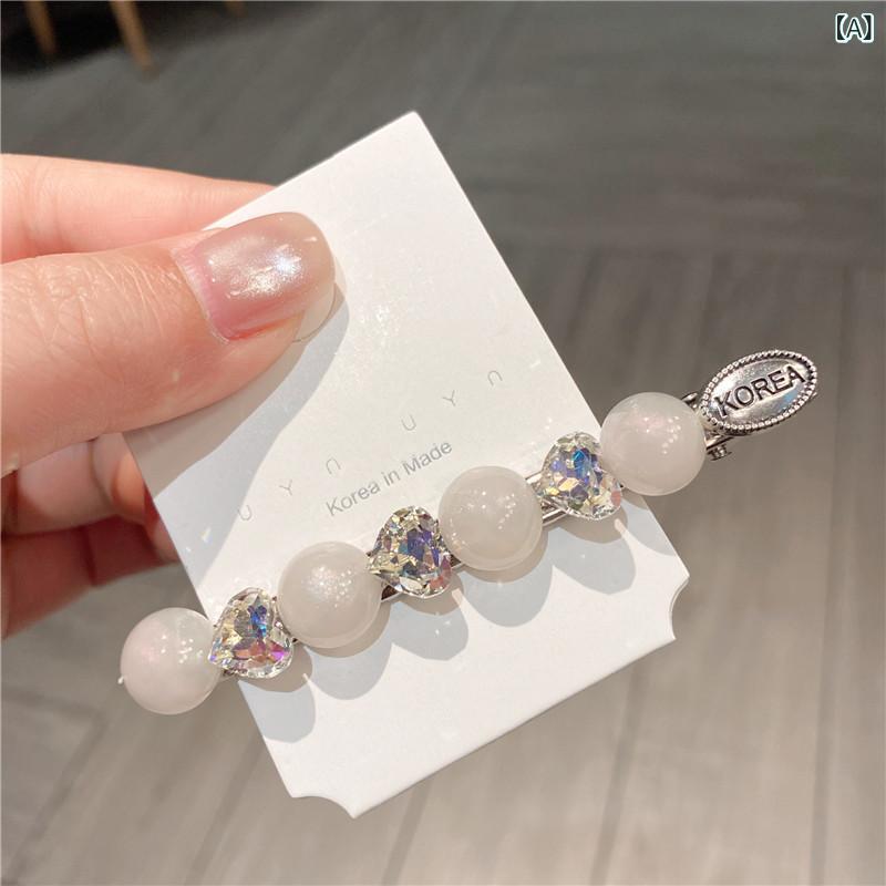 bloomelierのヘアクリップ レディース ジルコニア ハート くちばしクリップ 前髪 サイドクリップ ヘアピン 髪留め かわいい スウィート キラキラ ヘアアクセサリー 髪飾り フェミニン パステルカラー｜アングル2