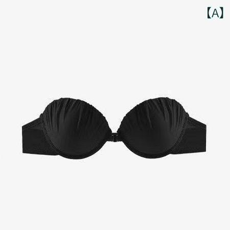 ブラジャー レディース ストラップレス ヌードブラ シリコン ノンスリップ 滑り止め 蒸れにくい 谷間メイク 盛れる フロントホック 背中見せ ドレス用インナー 結婚式 パーティー 1/2カップ オフショルダー用 脇高