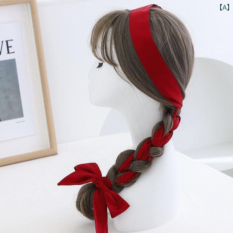 スカーフ レディース 細め 無地 バッグスカーフ ヘアバンド ヘアアクセサリー ヘッ...