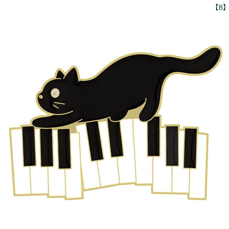 bloomelierのブローチ レディース メンズ キッズ アクセサリー 胸飾り コサージュ バッジ ピンバッジ 黒猫 ピアノ 音符 アニマル 動物 キャラクター かわいい 個性的 ファッション 雑貨 小物 飾り ギフト プレゼント｜アングル2