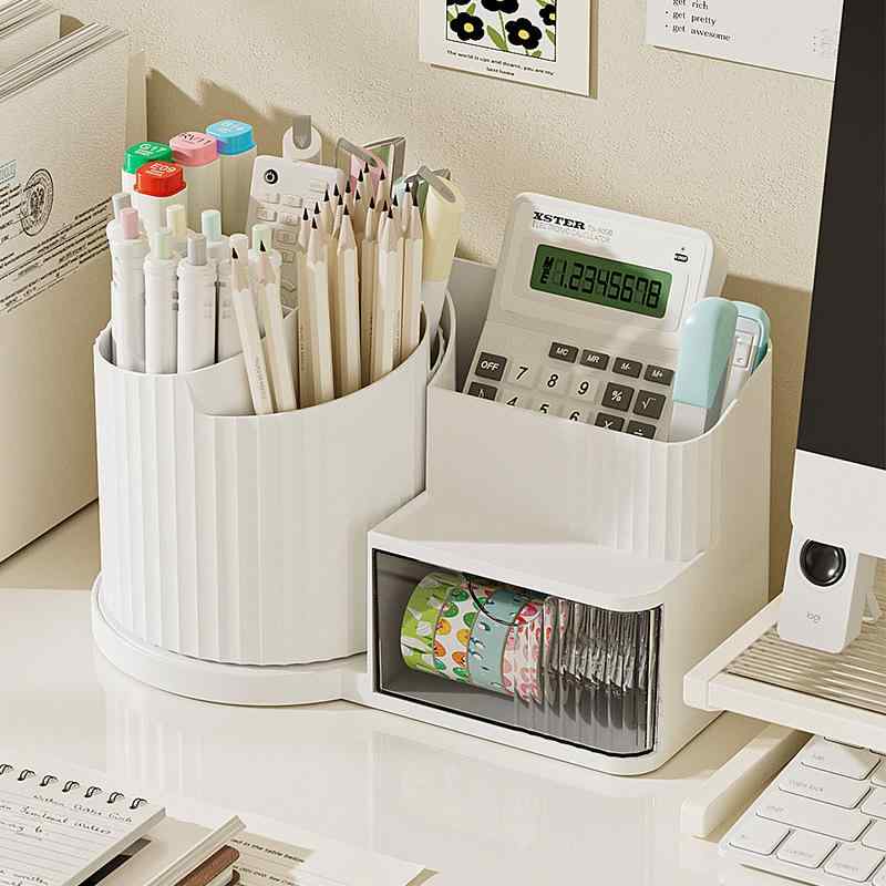 ペン立て 回転式 文具収納ボックス デスクオーガナイザー 卓上収納ケース 筆箱 小物入れ 大容量 整理整頓 オフィス 学生 子供 かわいい