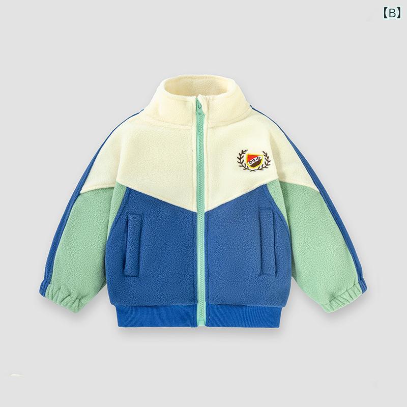 bloomelierのジャケット キッズ 男女兼用 秋冬 長袖 厚手 フリース 防寒 保暖 前開き ファスナー 暖かい 通園 通学 カジュアル アウター 上着｜アングル3