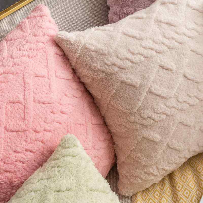 クッションカバー 北欧 おしゃれ 45×45cm 両面 タフタ絨 フランネル 無地 ジャカード織り シンプル 洗える ソファ背当て 枕カバー 角型 正方形 かわいい インテリア