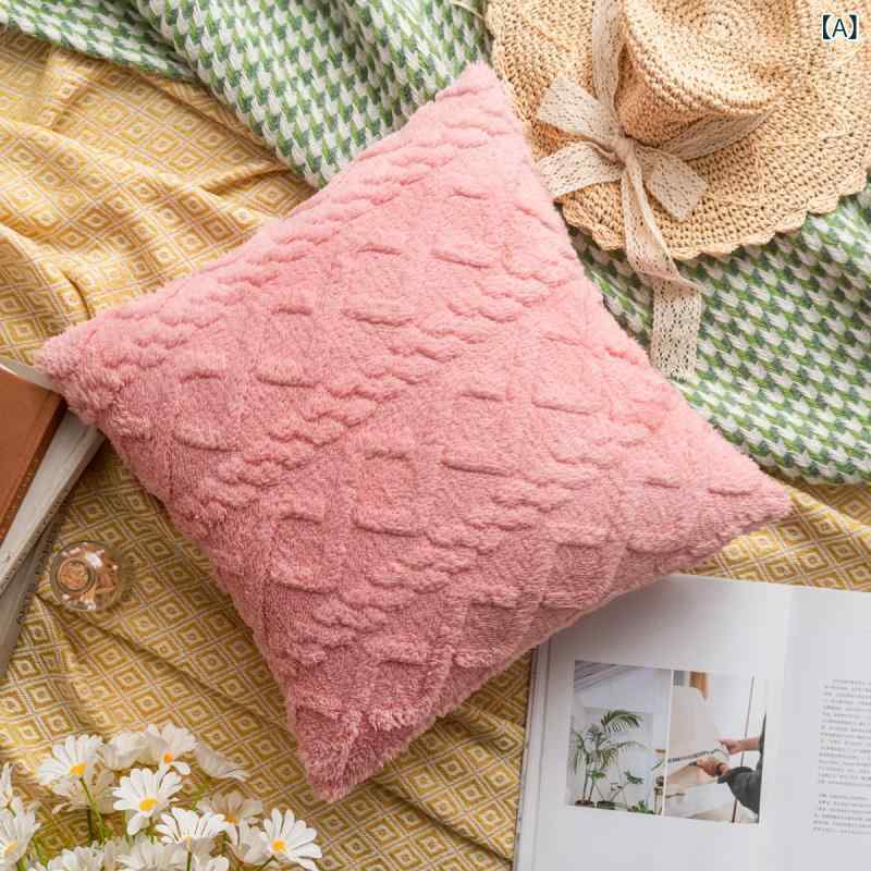 bloomelierのクッションカバー 北欧 おしゃれ 45×45cm 両面 タフタ絨 フランネル 無地 ジャカード織り シンプル 洗える ソファ背当て 枕カバー 角型 正方形 かわいい インテリア｜アングル2